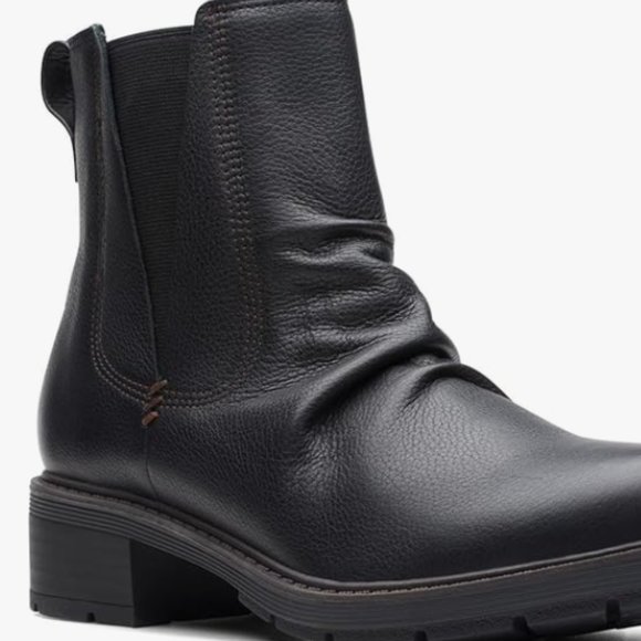 NEW Clarks Womens Hearth Rose Leather Mid Calf Boot Sz 8 wide black - Picture 3 of 6